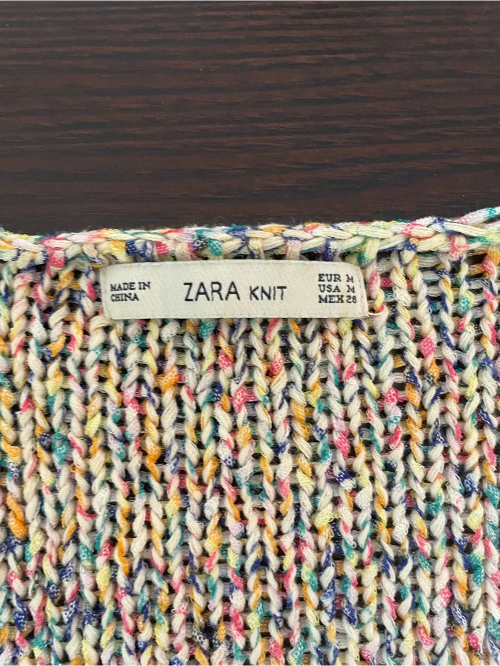 Zara Multicolor Speckled V-Neck Sweater